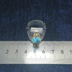 انگشتر نقره دست ساز مردانه طرح دور طلایی متین با سنگ فیروزه نیشابوری - Image 3