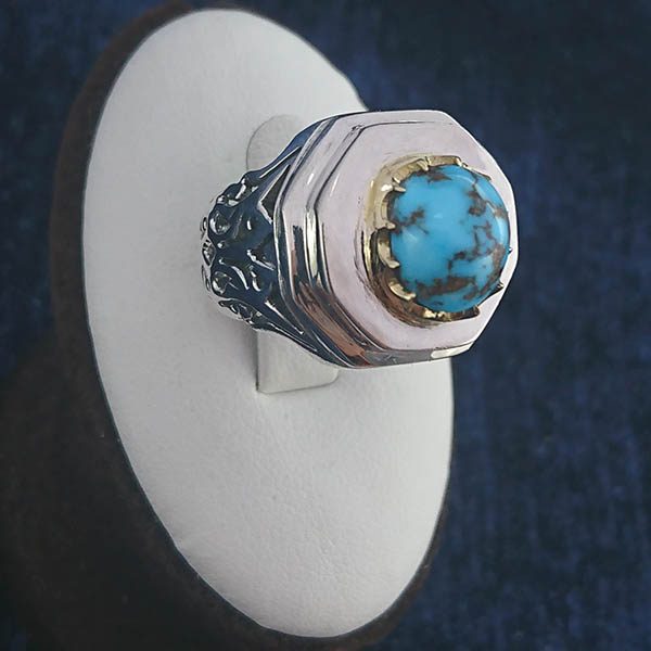 انگشتر فیروزه مردانه نقره دست ساز فاخر