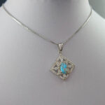 گردنبند نقره زنانه طرح آزاده ۲ با سنگ فیروزه نیشابوری - Image 3