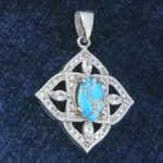 گردنبند نقره زنانه طرح آزاده ۲ با سنگ فیروزه نیشابوری