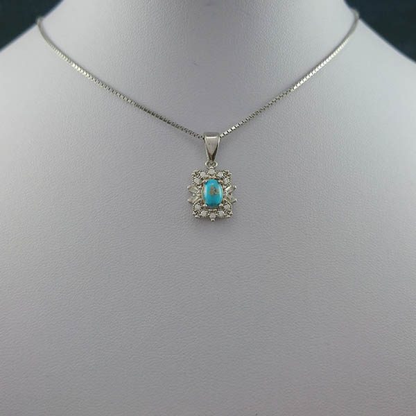 گردنبند نقره زنانه طرح آوازه با سنگ فیروزه نیشابوری - Image 2