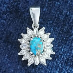 گردنبند نقره زنانه طرح پوپک با سنگ فیروزه نیشابوری - Image 3