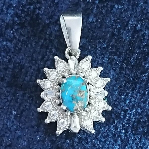 گردنبند نقره زنانه طرح پوپک با سنگ فیروزه نیشابوری - Image 3