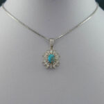 گردنبند نقره زنانه طرح پوپک با سنگ فیروزه نیشابوری - Image 2