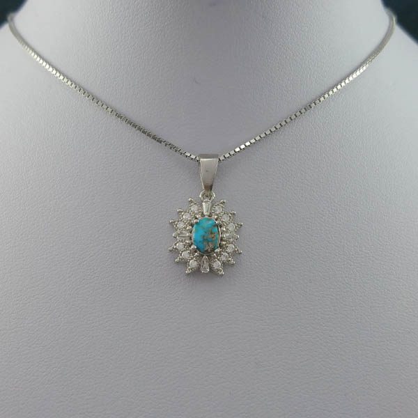 گردنبند نقره زنانه طرح پوپک با سنگ فیروزه نیشابوری - Image 2