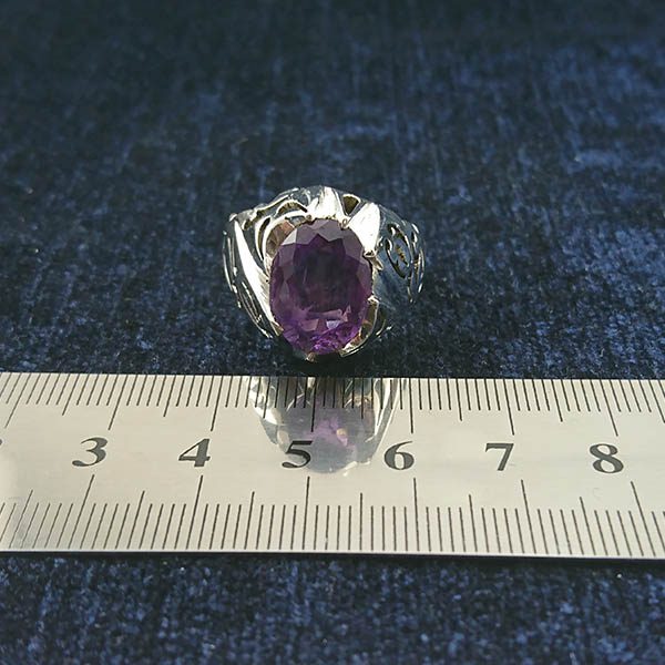 انگشتر نقره مردانه طرح پارسا با سنگ آمیتیست - Image 2