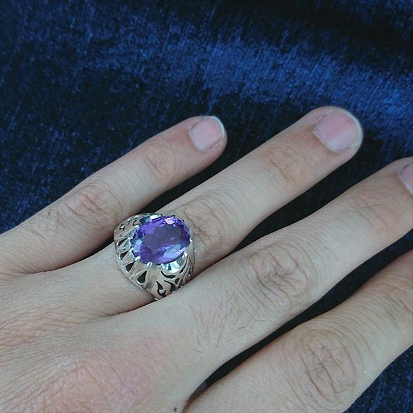 انگشتر نقره مردانه طرح فاخر فربد با سنگ آمیتیست - Image 2