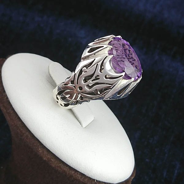 انگشتر نقره مردانه طرح فاخر فربد با سنگ آمیتیست - Image 4