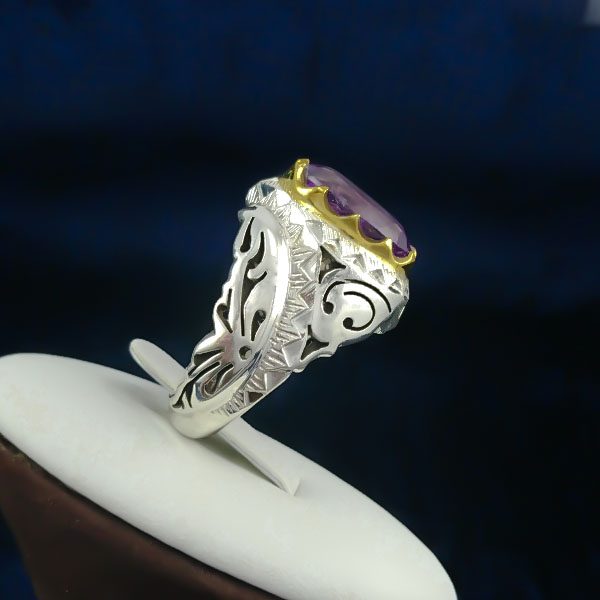 انگشتر نقره مردانه فاخر دست ساز طرح فاخر پیمان با سنگ آمیتیست - Image 3