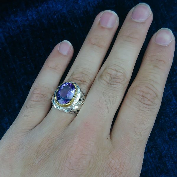 انگشتر نقره مردانه فاخر دست ساز طرح فاخر پیمان با سنگ آمیتیست - Image 4