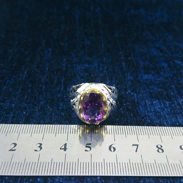 انگشتر نقره مردانه فاخر دست ساز طرح فاخر پیمان با سنگ آمیتیست - Image 5