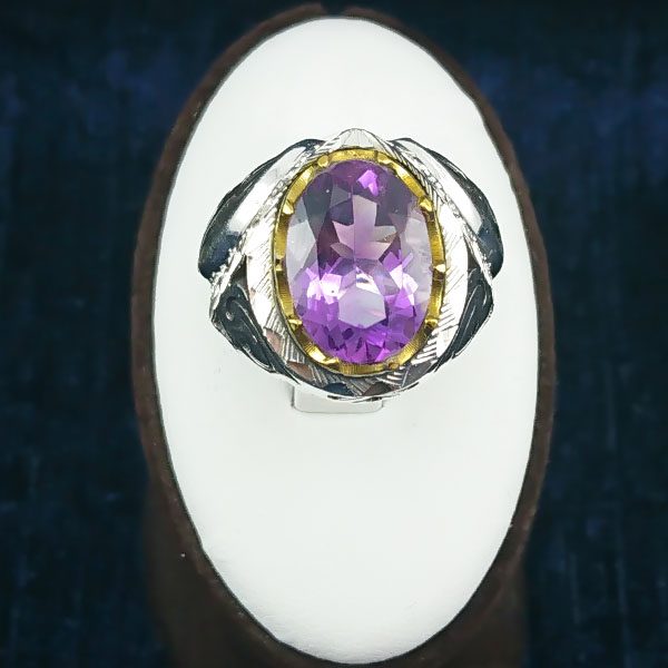 انگشتر نقره مردانه فاخر دست ساز طرح فاخر پیمان با سنگ آمیتیست - Image 6