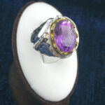 انگشتر نقره مردانه فاخر دست ساز طرح فاخر پیمان با سنگ آمیتیست