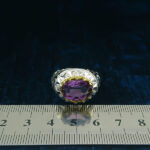 انگشتر آمیتیست الماس تراش نقره مردانه فاخر دست ساز طرح تورج - Image 5