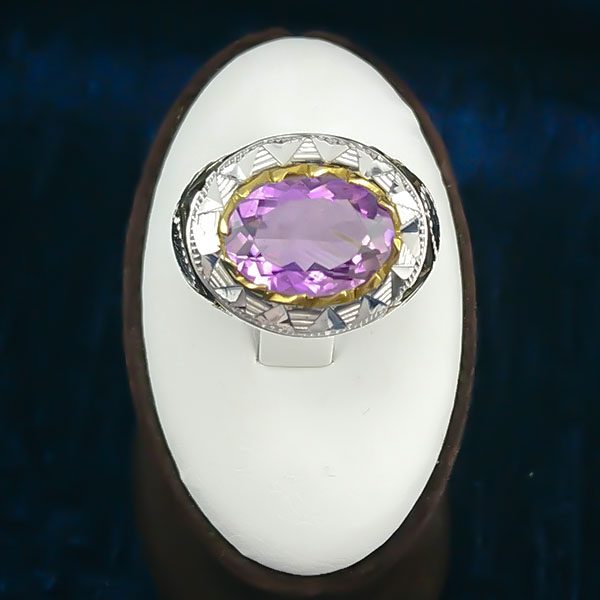 انگشتر نقره مردانه فاخر دست ساز طرح سروش با سنگ آمیتیست - Image 5