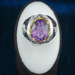 انگشتر نقره مردانه فاخر دست ساز طرح فرزاد با سنگ آمیتیست