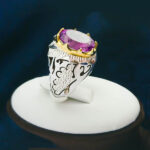 انگشتر نقره مردانه فاخر دست ساز طرح فرزاد با سنگ آمیتیست - Image 4