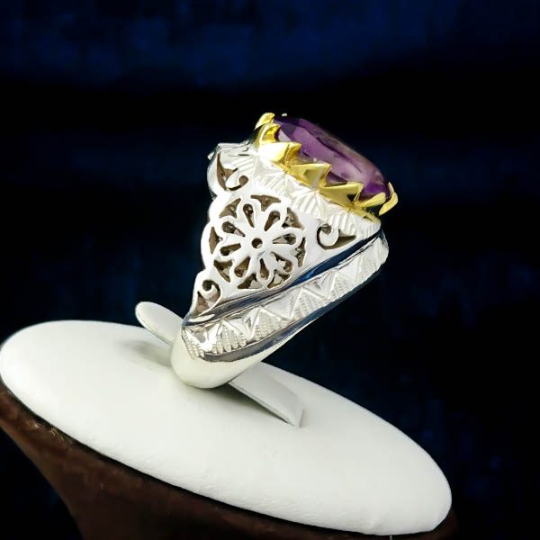 انگشتر آمیتیست مردانه دست ساز