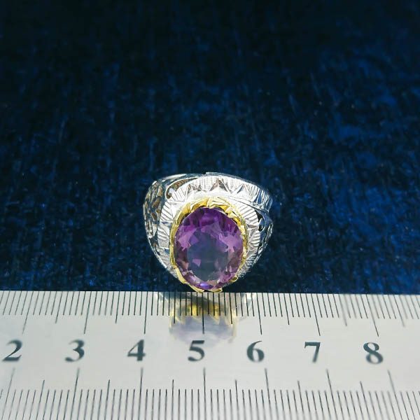 انگشتر نقره مردانه فاخر دست ساز طرح سیامک با سنگ آمیتیست - Image 2