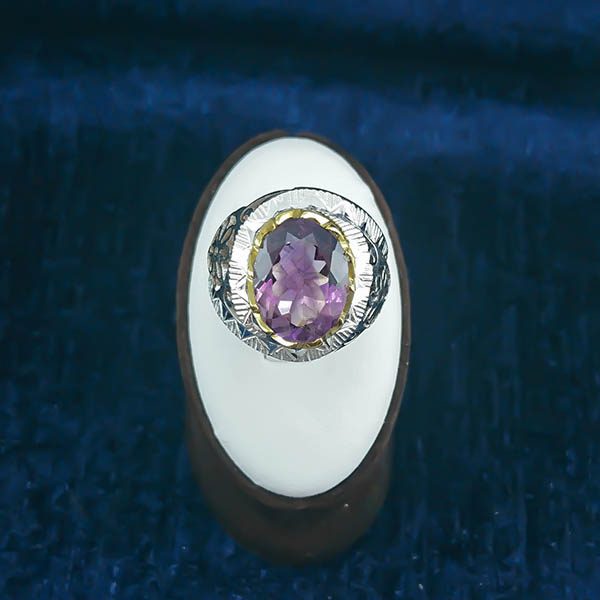 انگشتر نقره مردانه فاخر دست ساز طرح سیامک با سنگ آمیتیست - Image 3