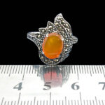 انگشتر نقره زنانه طرح کمند با سنگ عقیق یمنی سرخ - Image 2