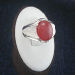 انگشتر نقره مردانه طرح بردیا با سنگ عقیق یمنی سرخ