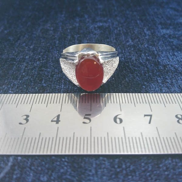 انگشتر نقره مردانه طرح بردیا با سنگ عقیق یمنی سرخ - Image 2