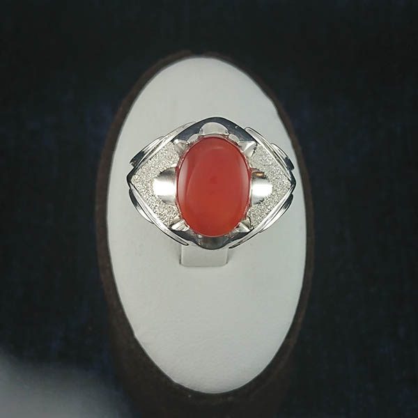 انگشتر نقره مردانه طرح شاهرخ با سنگ عقیق یمنی سرخ - Image 3
