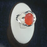 انگشتر نقره مردانه طرح شاهرخ با سنگ عقیق یمنی سرخ