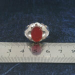 انگشتر نقره مردانه طرح شاهرخ با سنگ عقیق یمنی سرخ - Image 2