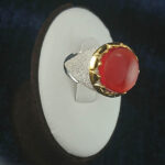 انگشتر نقره مردانه طرح بهروز با سنگ عقیق یمنی سرخ