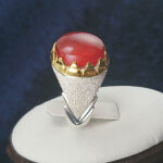 انگشتر نقره مردانه طرح بهروز با سنگ عقیق یمنی سرخ - Image 4