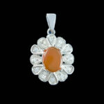 گردنبند نقره زنانه طرح پونه با سنگ عقیق سرخ یمنی - Image 2