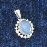 گردنبند نقره زنانه طرح ماندانا با سنگ عقیق کبود یمنی