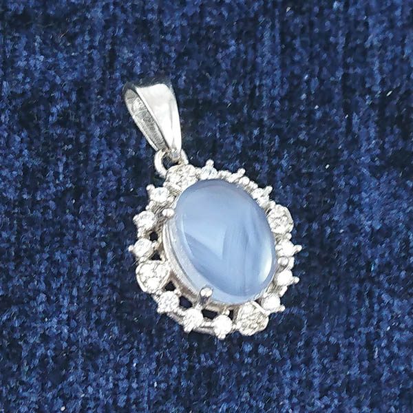 گردنبند عقیق یمنی کبود زنانه نقره ساده