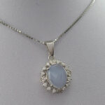 گردنبند نقره زنانه طرح ماندانا با سنگ عقیق کبود یمنی - Image 2