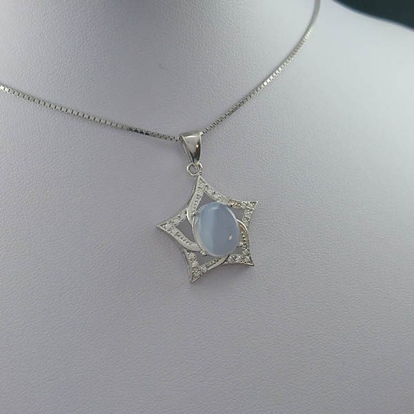 گردنبند نقره زنانه طرح فاخر ستاره با سنگ عقیق کبود یمنی - Image 4