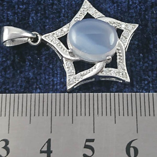 گردنبند نقره زنانه طرح فاخر ستاره با سنگ عقیق کبود یمنی - Image 5