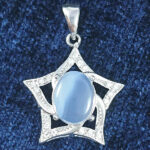 گردنبند نقره زنانه طرح فاخر ستاره با سنگ عقیق کبود یمنی - Image 2