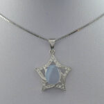 گردنبند نقره زنانه طرح فاخر ستاره با سنگ عقیق کبود یمنی - Image 3