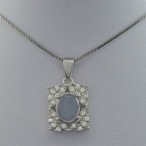 گردنبند نقره زنانه طرح الیکا با سنگ عقیق کبود یمنی - Image 3