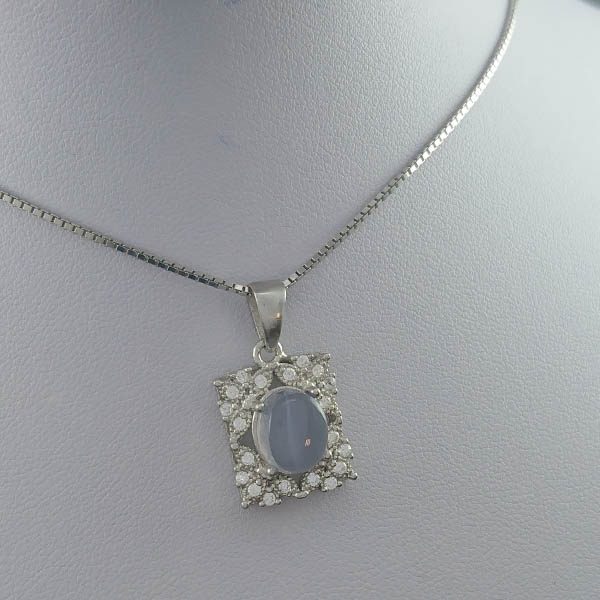 گردنبند نقره زنانه طرح الیکا با سنگ عقیق کبود یمنی - Image 2