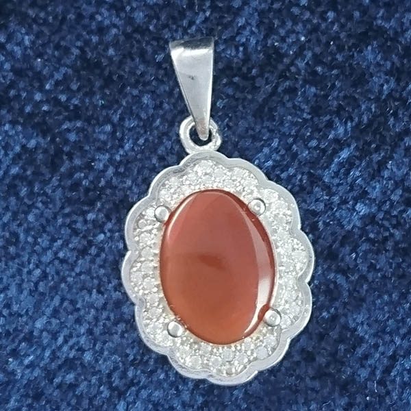 گردنبند نقره زنانه طرح بهناز با سنگ عقیق سرخ یمنی - Image 4