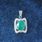 گردنبند نقره زنانه طرح سانیا با سنگ زمرد الماس تراش - Image 4