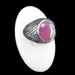 انگشتر نقره مردانه طرح آرین با سنگ یاقوت سرخ الماس تراش