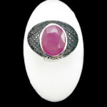 انگشتر نقره مردانه طرح آرین با سنگ یاقوت سرخ الماس تراش - Image 4