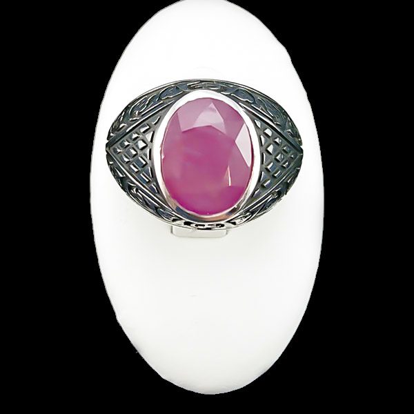 انگشتر نقره مردانه طرح آرین با سنگ یاقوت سرخ الماس تراش - Image 4