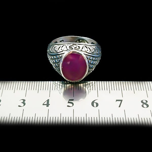 انگشتر نقره مردانه طرح آرین با سنگ یاقوت سرخ الماس تراش - Image 5