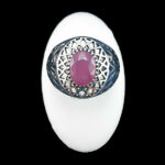 انگشتر نقره مردانه طرح بردیا با سنگ یاقوت سرخ الماس تراش - Image 5