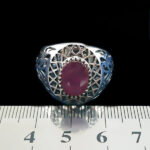 انگشتر نقره مردانه طرح بردیا با سنگ یاقوت سرخ الماس تراش - Image 2